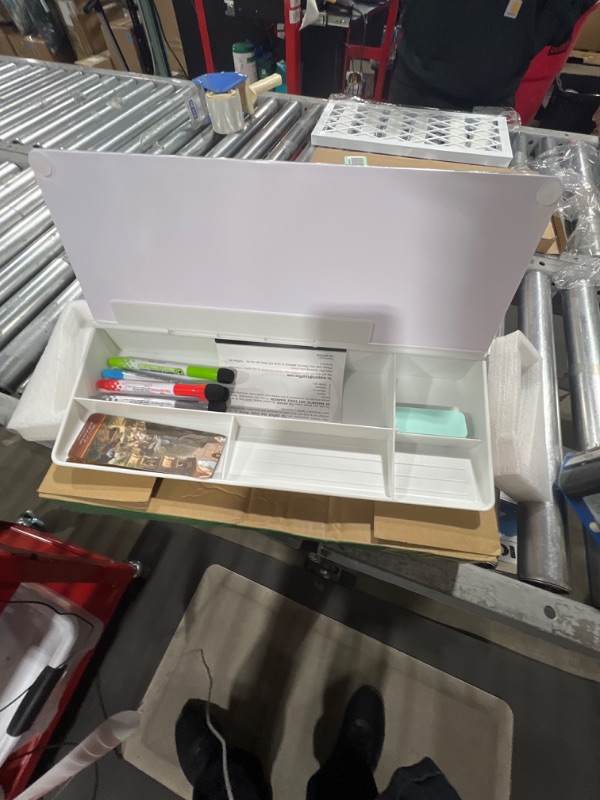 Photo 1 of Small Glass Desktop Whiteboard Dry-Erase-Board - Computer Keyboard Stand White Board Surface Pad with Drawer, Desk Organizers with Accessories for Office, Home, School Supplies