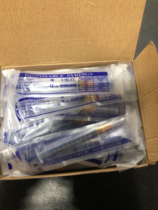Photo 1 of 100pcs 2.5ml Syringes with 25Ga 1 Inch Needle, Individual Package Suitable for Industrial and Laboratory use