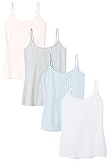 Photo 1 of Amazon Essentials Women's Slim-Fit Camisole (Available in Plus Size), Pack of 4, Light Grey Heather/White/Light Pink, Small