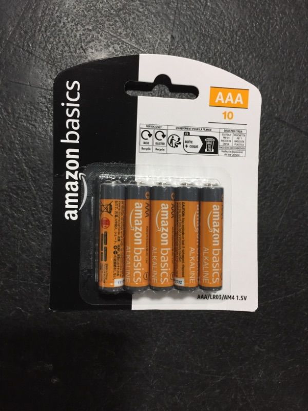 Photo 2 of Amazon Basics 10 Pack AAA High-Performance Alkaline Batteries, 10-Year Shelf Life 10 Count (Pack of 1)