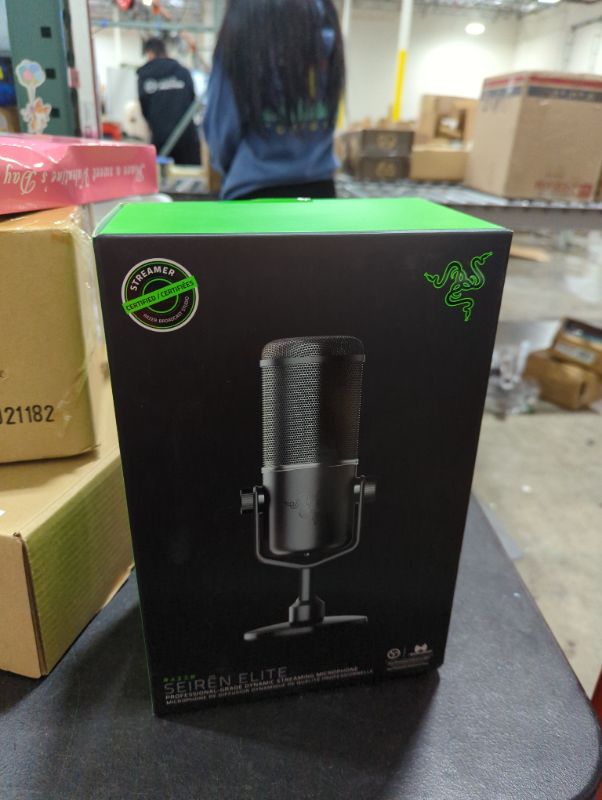 Photo 2 of "NEW IN BOX" Razer Seiren Elite USB Streaming Microphone: Professional Grade High-Pass Filter - Built-In Shock Mount - Supercardiod Pick-Up Pattern - Anodized Aluminum - Classic Black