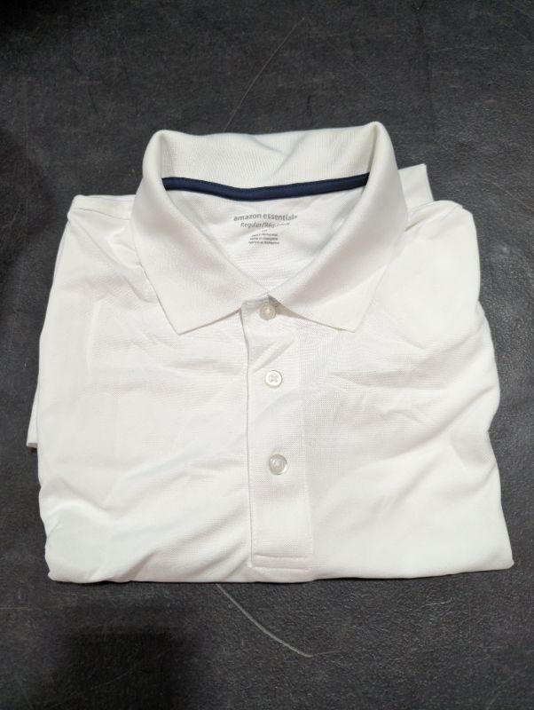 Photo 2 of Amazon Essentials Men's Regular-Fit Quick-Dry Golf Polo Shirt Polyester White Medium