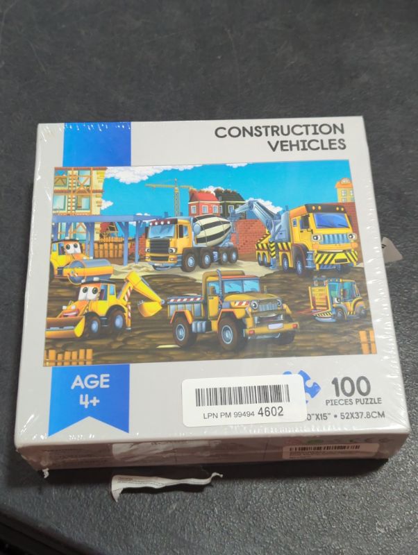 Photo 2 of "Factory Sealed" Riverbend Designs 100 Piece Jigsaw Puzzle for Adults and Kids, Colorful Children Themed Puzzle Game, Construction Vehicles