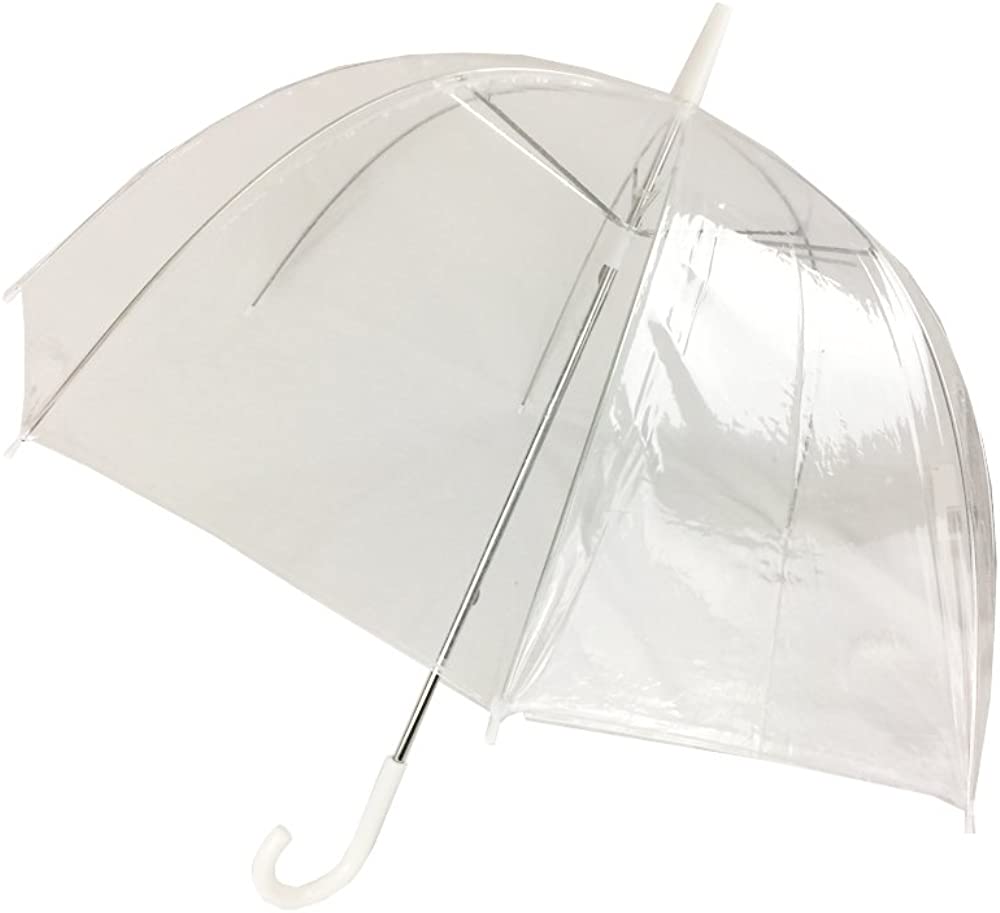 Photo 1 of (6 Pack) 46" Adult Clear Bubble Rain Umbrella Manual Open Fashion Dome Shaped European Hook Handle
