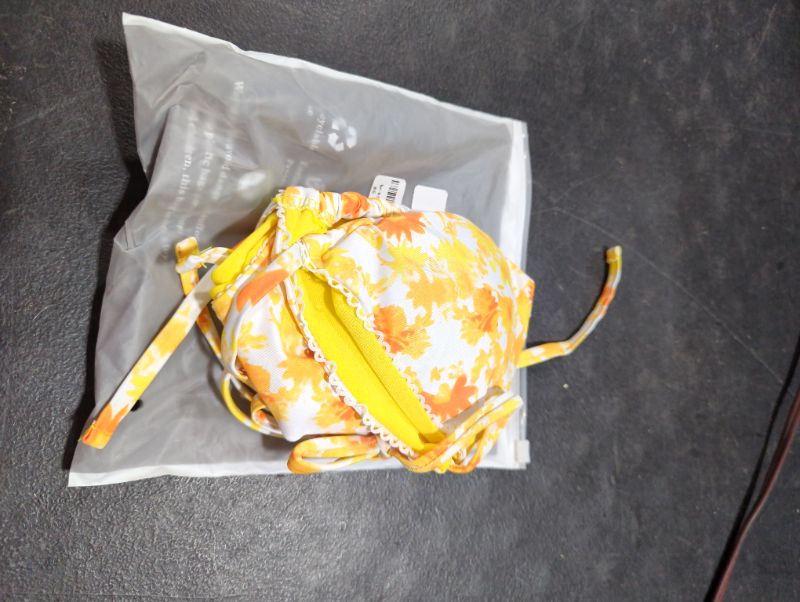 Photo 1 of Bikinis Swimsuit Set for Women Swimwear Triangle Bathing Suit Tie String Thong Small Yellow