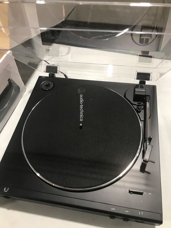 Photo 3 of Audio-Technica AT-LP60X-BK Fully Automatic Belt-Drive Stereo Turntable, Black, Hi-Fi, 2 Speed, Dust Cover, Anti-Resonance, Die-Cast Aluminum Platter