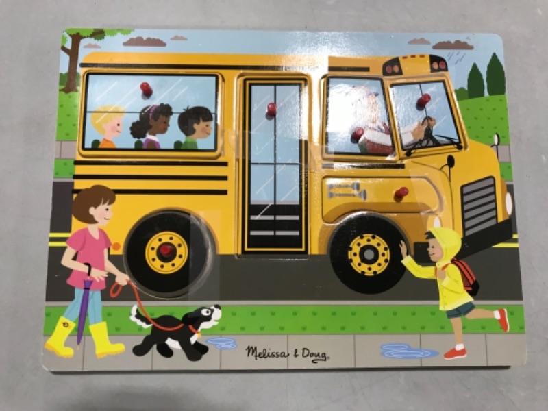 Photo 2 of Melissa & Doug The Wheels on the Bus Sound Puzzle - School Bus Puzzle, Wooden Puzzle For Kids and Toddlers Ages 2+