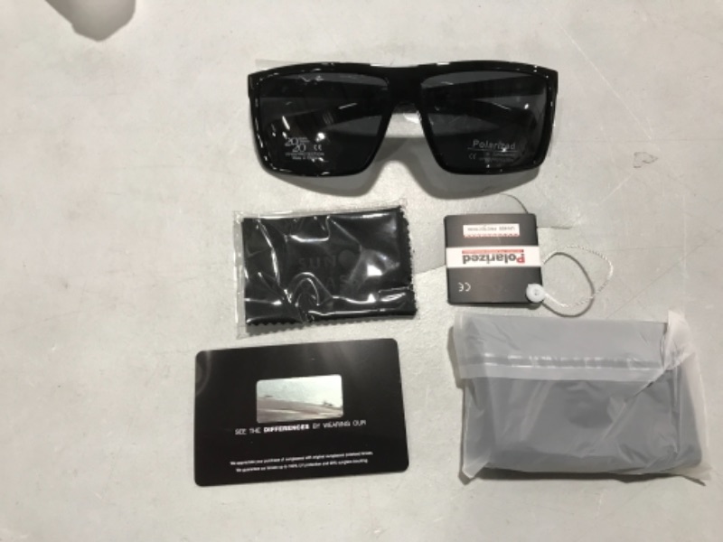 Photo 2 of 2020 VentiVenti Men’s Classic Style Square Polarized Sunglasses Plastic Lightweight Eyewear UV Protection For Driving Shiny Black Frame/Smoke Lens 51 Millimeters