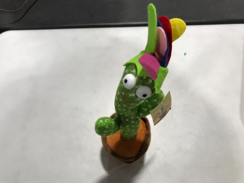 Photo 2 of Emoin Dancing Cactus with Flower,Talking Cactus Baby Toy Repeating What You Say,Glowing Cactus Singing Toy,Mimicking Recording Interactive Toy for Kids Talking Dancing Cactus- Flower