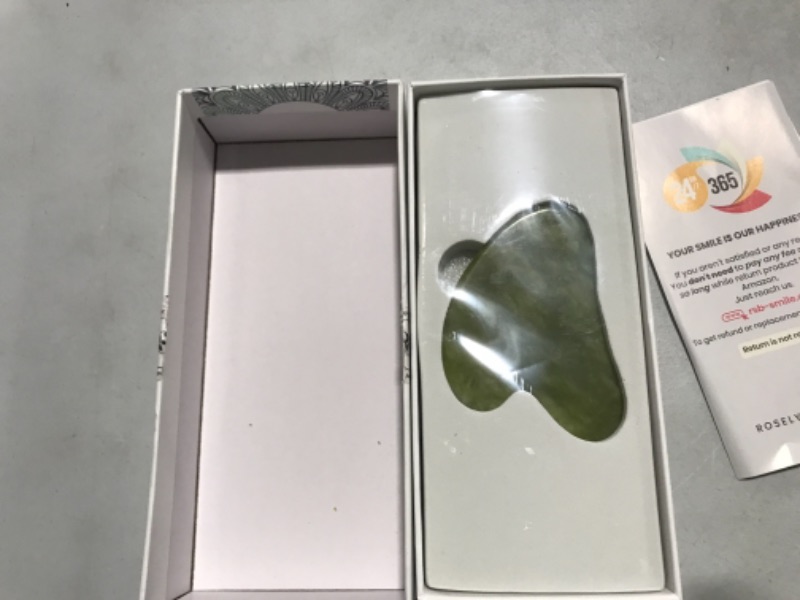 Photo 3 of Gua Sha & Face Roller Jade Roller for Face - Natural Healing Crystal Self Care Gifts for Women - Facial Skin Care Tools Muscle Roller Massager Relaxing Relieve Wrinkles (Green)