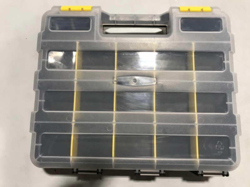 Photo 1 of Tools Organizer Box Small Parts Storage Box 34-Compartment Double Side Hardware Organizers with Removable Plastic Dividers for Screws, Nuts, Nails, Bolts Yellow
