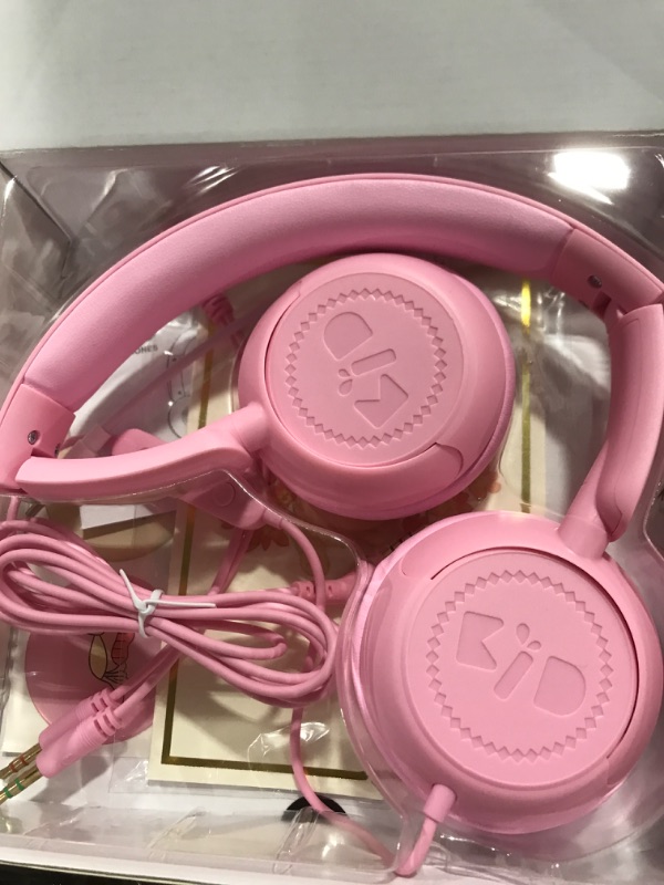 Photo 3 of New bee Kids Headphones for School with Microphone HD Stereo Safe Volume Limited 85dB/94dB Foldable Lightweight On-Ear Headphone for Girls/PC/Mac/Kindle/Tablet/Pad (Pink)