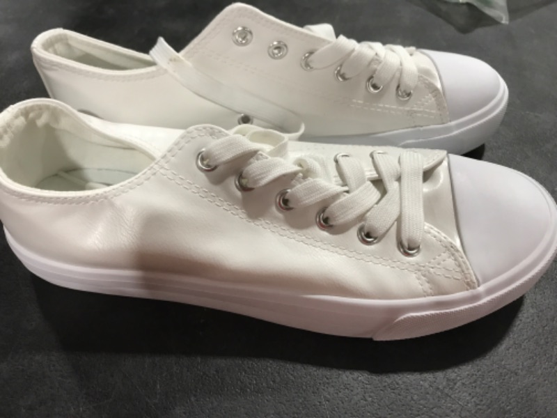 Photo 2 of Adokoo Women's Fashion Sneakers PU Leather Casual Shoes 8 White