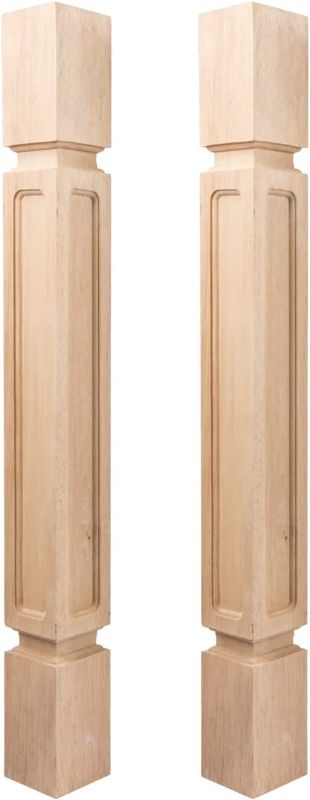 Photo 1 of 35 1/2-inch H 3 1/2-inch W 3 1/2-inch D Cabinet Columns, Btowin 2Pcs Unfinished Square Rubberwood Replacement Island Legs for Large Dining Table & Kitchen Table