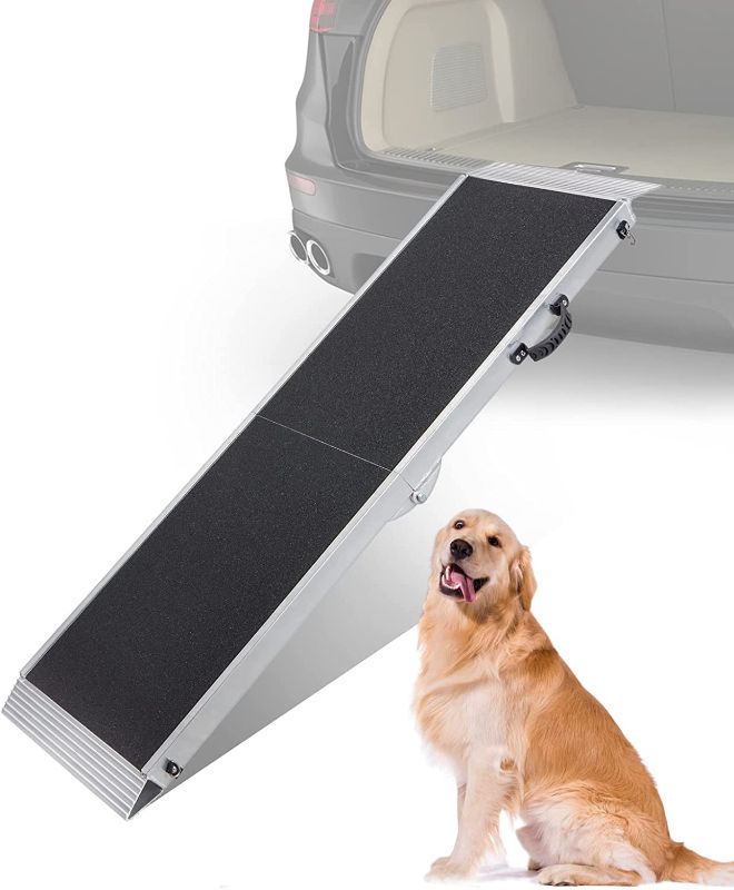 Photo 1 of 5FT KOLO Outside Dog Ramp for Large/Small Dogs, 60"L x 15"W 400 LBS Capacity, Easy to Fold, Portable Lightweight Pet Ramps, with Handle and No-Skid Surface, Used for SUV, Bed, Couch, Stairs, Outdoor
