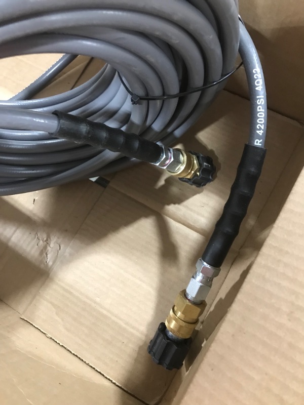 Photo 3 of YAMATIC Non Marking 1/4" 4200 PSI Pressure Washer Hose 100 FT, for Hot/Cold Water Rubber Wire Braided, Kink Free Swivel 3/8" Quick Connection, Industry Grade for Power Washer, Super Wear Resistant
