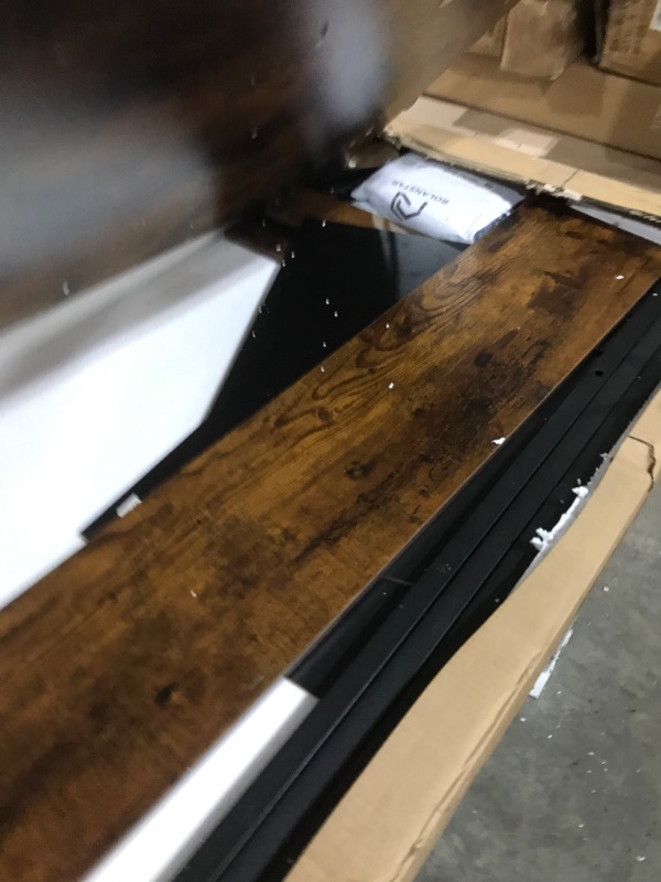 Photo 1 of Rolanstar Computer Desk with 2 Drawers and Power Outlet, 47" Home Office Writing Desk with Monitor Stand, Workstation Table with Stable Metal Frame, Rustic Brown Rustic Brown 47 Inches