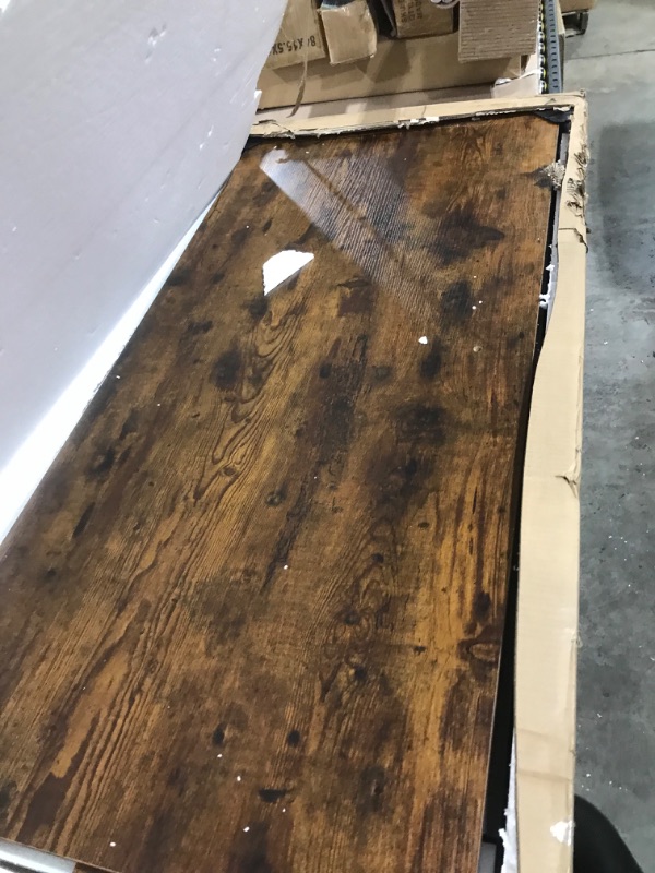 Photo 1 of Rolanstar Computer Desk with 2 Drawers and Power Outlet, 47" Home Office Writing Desk with Monitor Stand, Workstation Table with Stable Metal Frame, Rustic Brown Rustic Brown 47 Inches