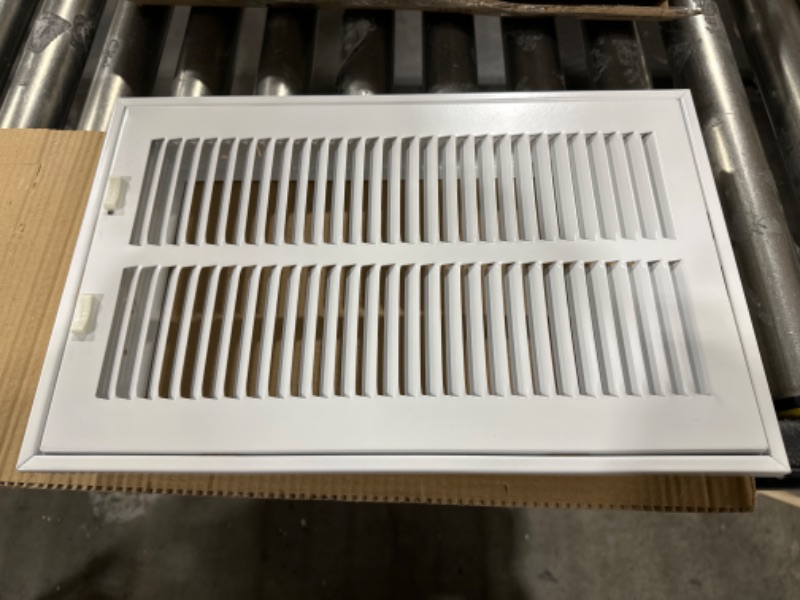 Photo 2 of 14" X 16" Steel Return Air Filter Grille for 1" Filter - Easy Plastic Tabs for Removable Face/Door - HVAC DUCT COVER - Flat Stamped Face -White [Outer Dimensions: 15.75w X 17.75h]
