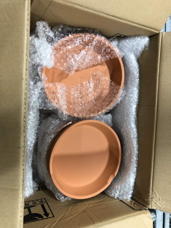 Photo 2 of 12 Pcs 7 Inch Terracotta Plant Saucer Terra Cotta Saucer Large Round Clay Plant Trays for Pot Flower Pot Saucers Plant Plate for 6 Inch 6.5 Inch 7 Inch Flower Pot with Drainage Hole for Indoor Outdoor