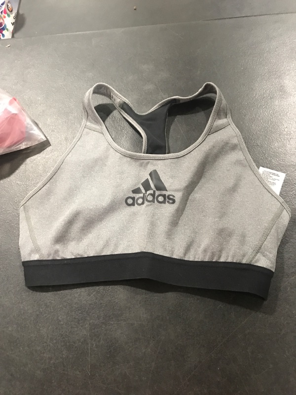 Photo 2 of adidas Women's Medium Suppor Racer Back Don't Rest Alphaskin Padded Bra W/ Removable Pads Dark Grey Heather Medium M