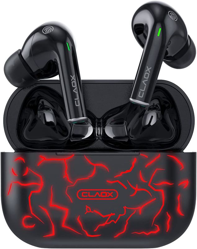 Photo 1 of CLAOX Flash Active Noise Cancelling Wireless Earbuds, Bluetooth Headphones with LED Charging Case, IPX6 Waterproof, True Wireless, Headset with Microphone, Black Earbuds for iPhone & Android