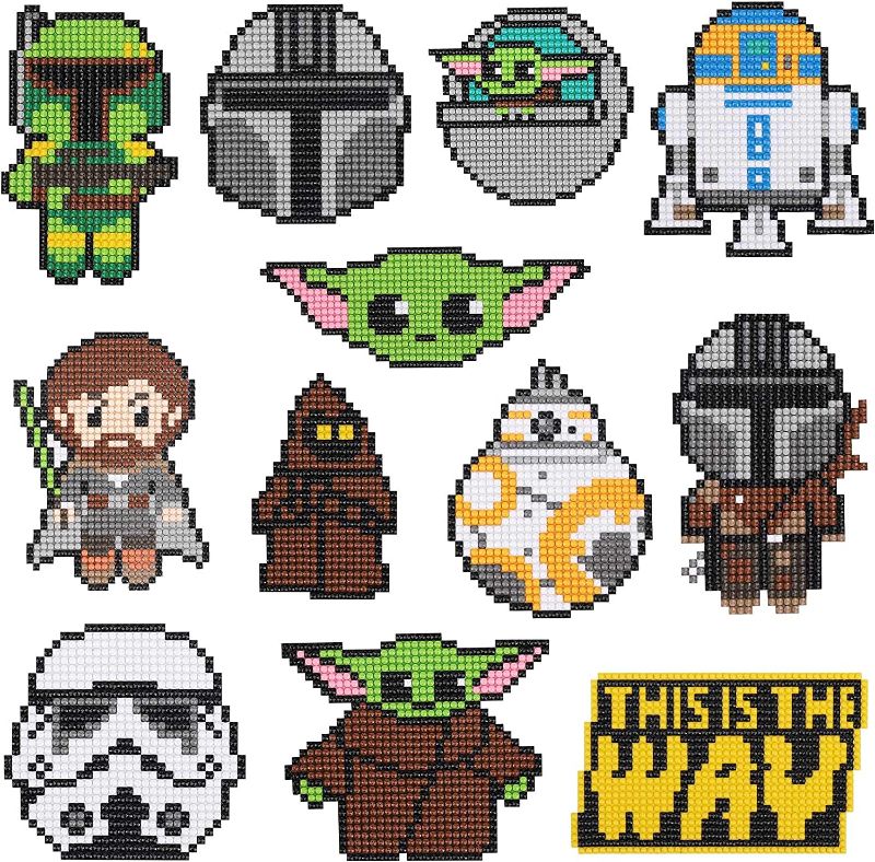 Photo 1 of USChoice Mandalorian Diamond Painting Stickers,S-Tar War Kids Diamond Painting Kits for Kids Diamond Art Stickers Grogu Mosaic Stickers Mosaics for Children Boys Girls Adults