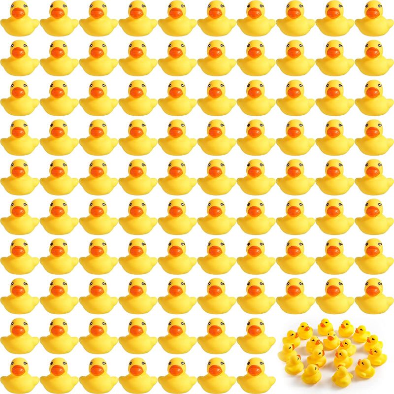 Photo 1 of 200 Pcs Mini Rubber Ducks in Bulk Yellow Tiny Baby Shower Ducks Float Squeak Bathtub Duckies Preschool Bath Toy for Birthday Party Gift(1.57 x 1.57 x 1.18 Inch,Yellow)
