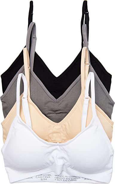 Photo 1 of Caramel Cantina 4 Pack V Neck Padded Bralette Adjustable Straps