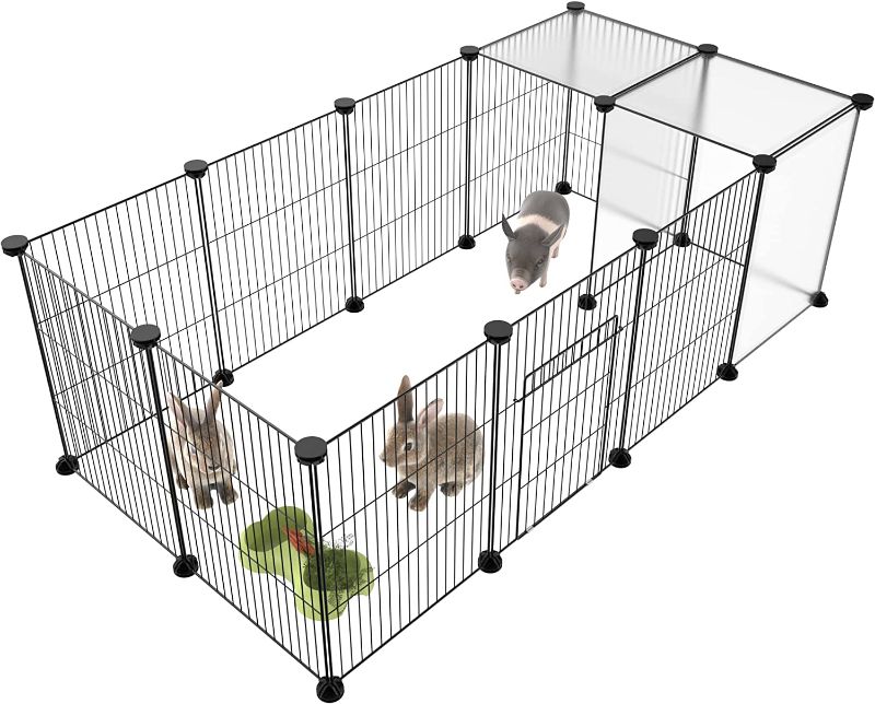 Photo 1 of HOMIDEC Pet Playpen,Small Animals Cage DIY Wire Fence with Door for Indoor/Outdoor Use,Portable Yard Fence for Small Animal,Puppies,Kitties,Bunny,Turtle 48" x 24" x 16"