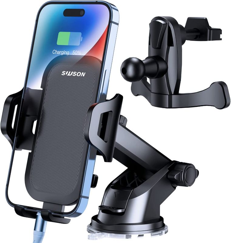 Photo 1 of Phone Holder for car -3in1 Long arm car Phone Holder Mount, Suitable for car Dashboard/Windshield/Vent, car Adjustable Phone Holder, Compatible with All Smart Phones and Cars (Black)