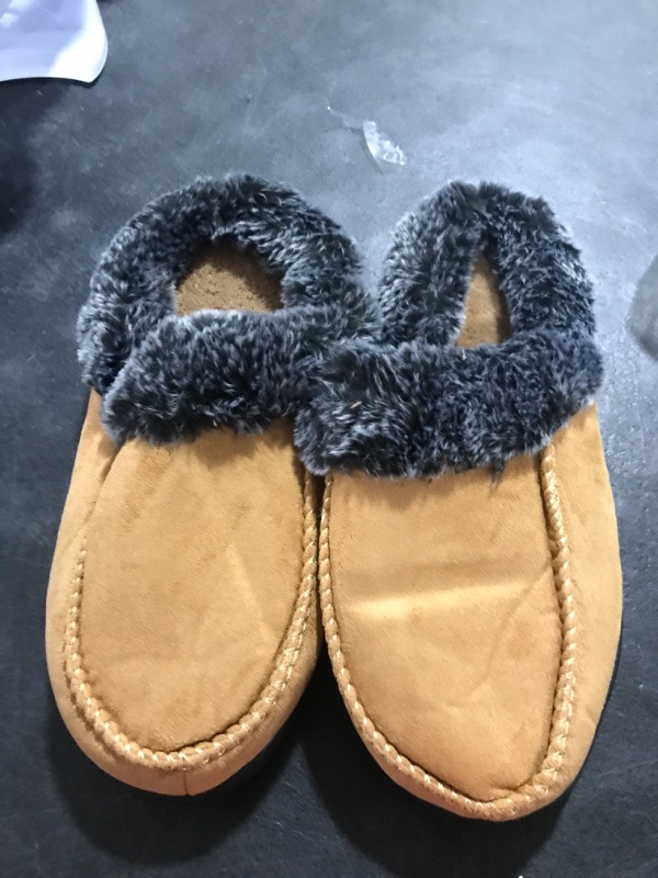 Photo 1 of (7-8)Mishansha Womens House Shoes Memory Foam Suede Moccasin Slippers Winter Warm Fleece Lined Home Shoes with Anti-Skid Rubber Sole