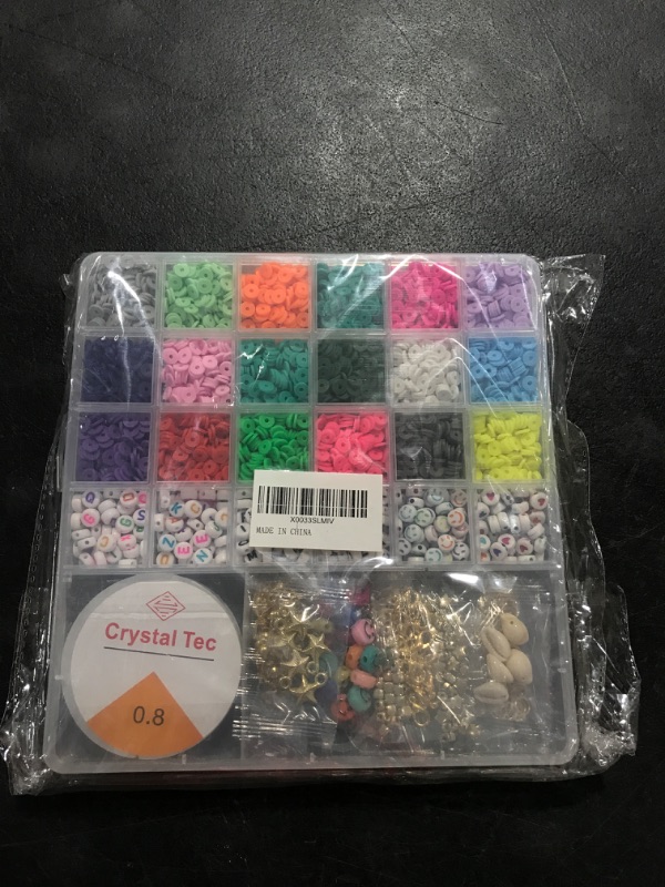 Photo 1 of Zenidoo Clay Beads Bracelet Making Kit for Girls, 7200pcs Charm Letter Beads for Jewelry Making Kit Flat Round Polymer Spacer Heishi Beads with Elastic Strings, Preppy Crafts Gift for Girls 6-12