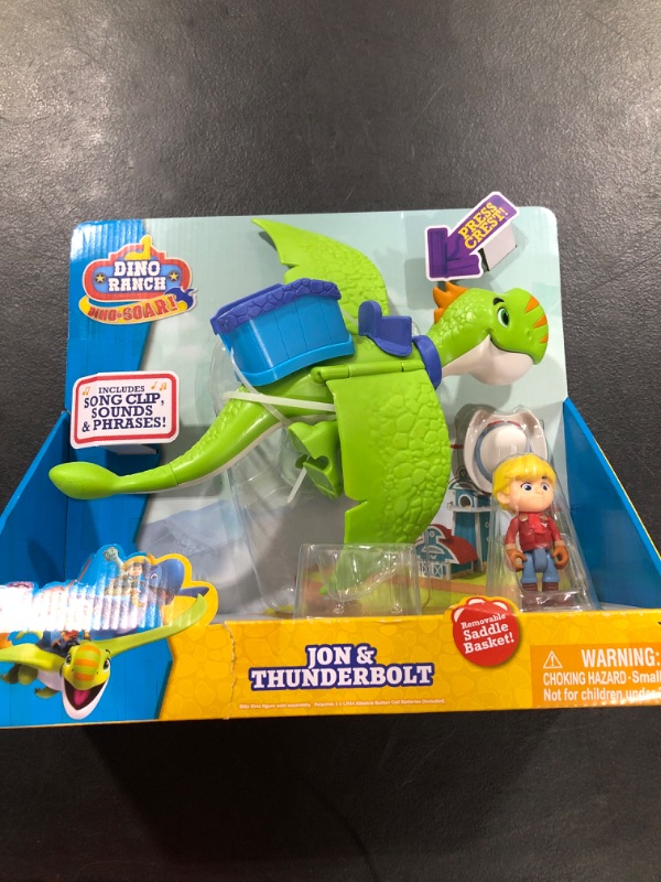 Photo 2 of Dino Ranch Jon and Thunderbolt - 3-Inch Jon Figure with 12-Inch Flying Dino Figure - Sounds - Toys for Kids - Ages 3+