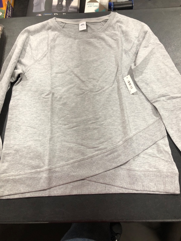 Photo 2 of Amazon Essentials Women's Studio Terry Long-Sleeve Cross-Front Sweatshirt Large Light Grey Heather