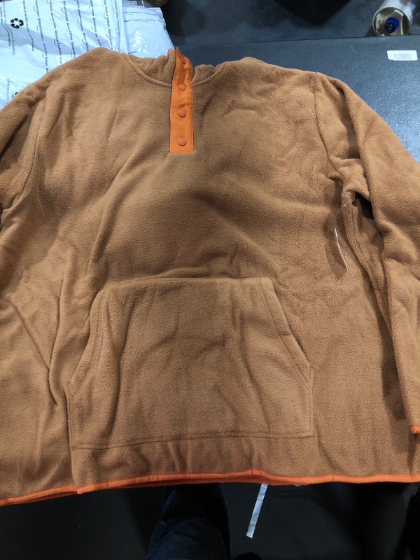 Photo 2 of Amazon Essentials Men's Snap-Front Hooded Polar Fleece Jacket XX-Large Camel Orange