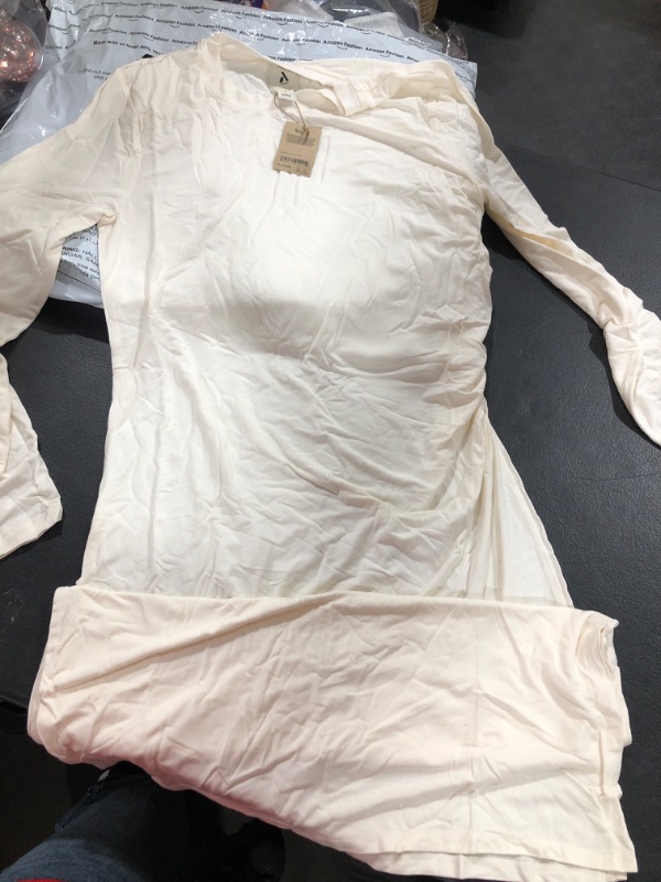 Photo 1 of Amazon Aware Women's Jersey Ruched Dress Large Off-white