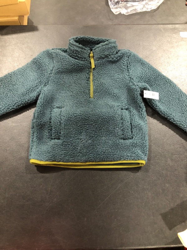 Photo 2 of Amazon Essentials Boys and Toddlers' Polar Fleece Lined Sherpa Quarter-Zip Jacket 3T Dark Green