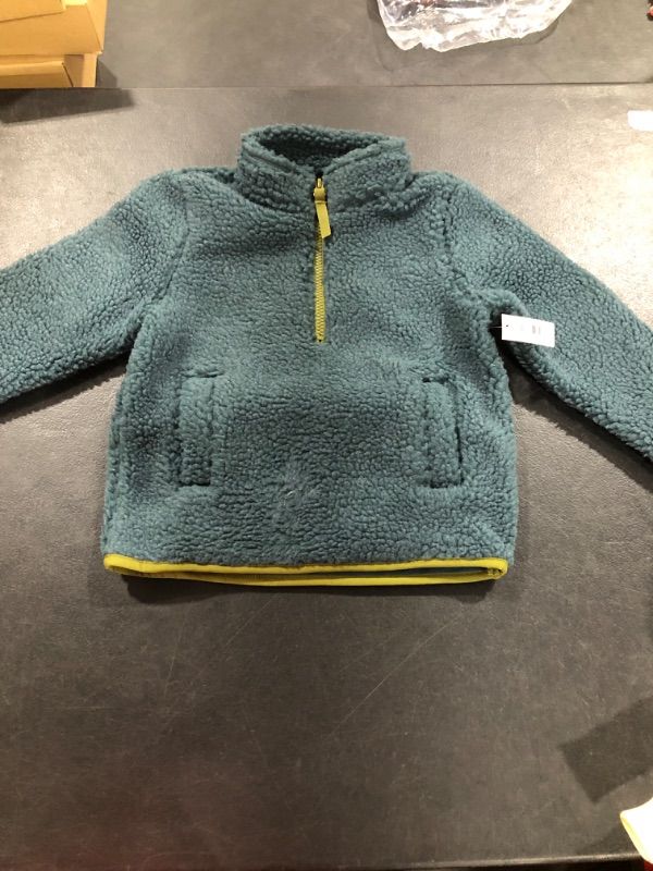 Photo 2 of Amazon Essentials Boys and Toddlers' Polar Fleece Lined Sherpa Quarter-Zip Jacket 4T Dark Green