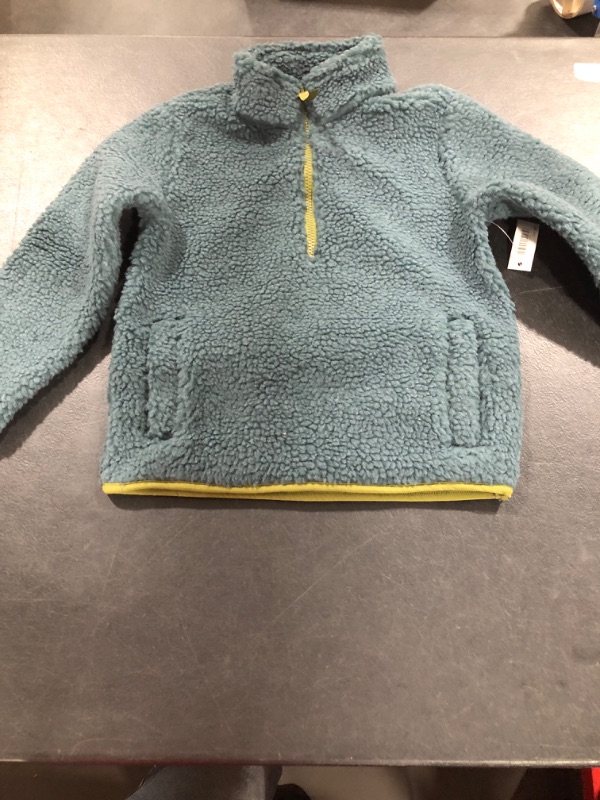 Photo 2 of Amazon Essentials Boys and Toddlers' Polar Fleece Lined Sherpa Quarter-Zip Jacket X-Small Dark Green