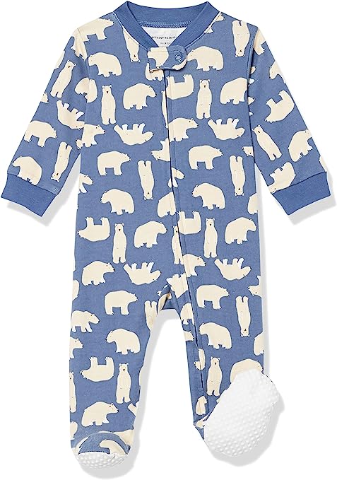 Photo 1 of Amazon Essentials Baby Boys' Footed Zip-Front Sleep and Play, Polar Bear, 9 Months
