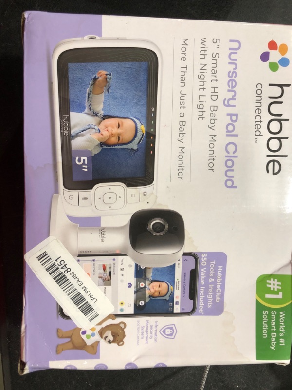 Photo 1 of Hubble Connected Nursery Pal Cloud 5" Smart HD Baby Monitor with Camera and Audio, Room Temperature Sensor, Digital Pan Tilt Zoom, 2-Way Talk, Night Vision, WiFi Baby Camera with 7-Colour Night Light 1-Camera