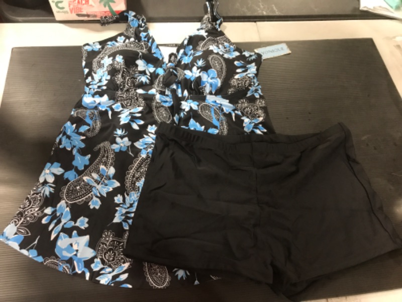 Photo 1 of 2 PIECE SWIMSUIT BLUE/BLACK SIZE 18W 