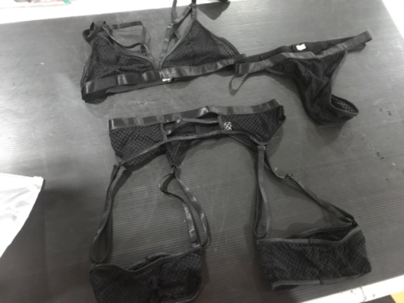 Photo 1 of 3 PIECE BLACK LINGERIE SET SIZE S