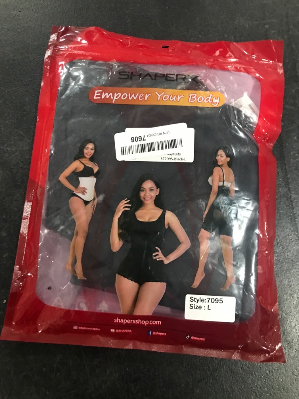 Photo 2 of SHAPERX Shapewear for Women Tummy Control Thong Bodysuit Open Bust Body Shaper Large Black