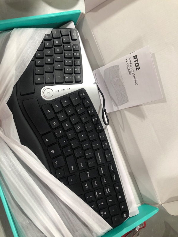 Photo 1 of Nulea Ergonomic Keyboard, Wired Split Keyboard with Pillowed Wrist and Palm Support, Featuring Dual USB Ports, Natural Typing Keyboard for Carpal Tunnel, Compatible with Windows/Mac