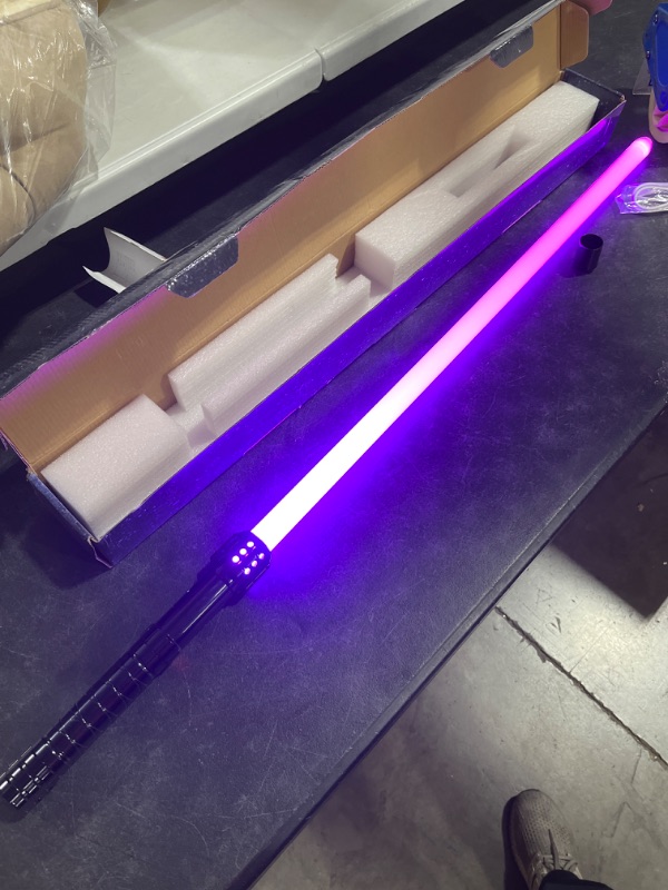 Photo 2 of Lischwert Lightsaber, Professional V11 Smooth Swing Light Saber with 12 Sounds Metal Hilt, Smart Technologie 15 RGB Changable Color(Gun Color) Ls Gun Color