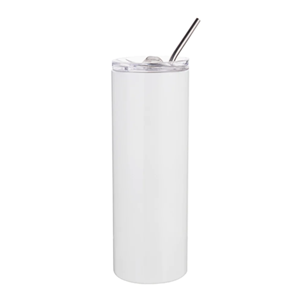 Photo 1 of 20 OZ SKINNY WHITE TUMBLER WITH STRAW AND CLEANER