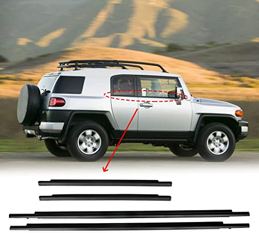 Photo 1 of 4Pcs Door Window Moulding Trim Seal Belt Compatible with Toyota FJ Cruiser Weatherstrip 2007-2014 Outerdoor Car Replace 68161-35073 68163-35041