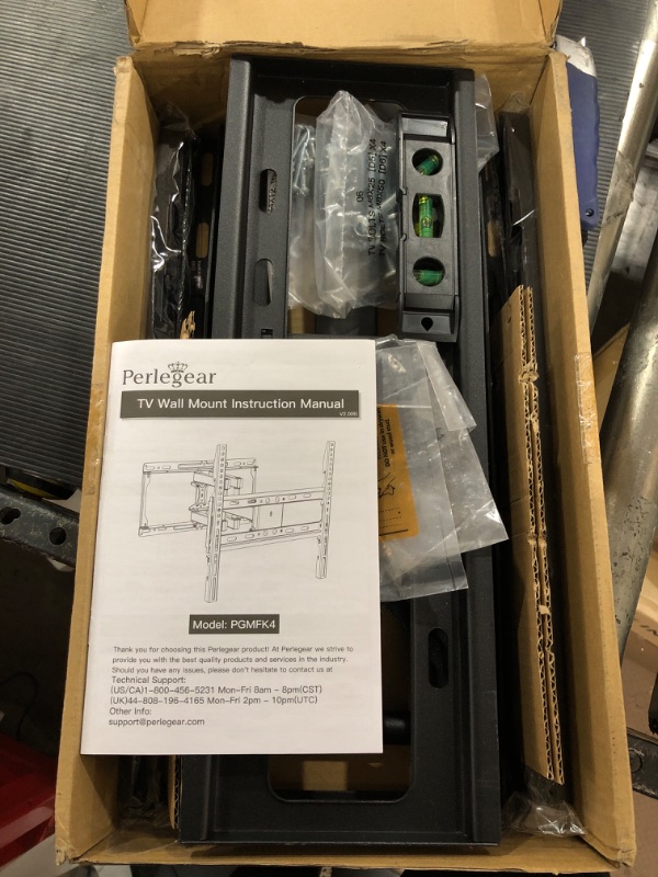 Photo 1 of Perlegear Full Motion TV Wall Mount Bracket Swivel Articulating Extension Tilt Arms for 26-65 inch Flat Curved TVs, Max VESA 400x400mm up to 99lbs,16" Wood Studs,PGMFK4